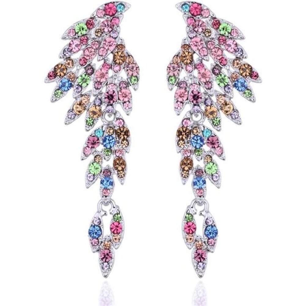 Statement Angel Wings Crystal Rhinestone Earrings